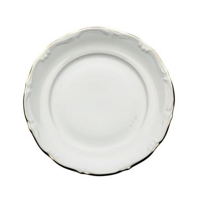 Kaffeassiett / brödassiett vit med guldkant